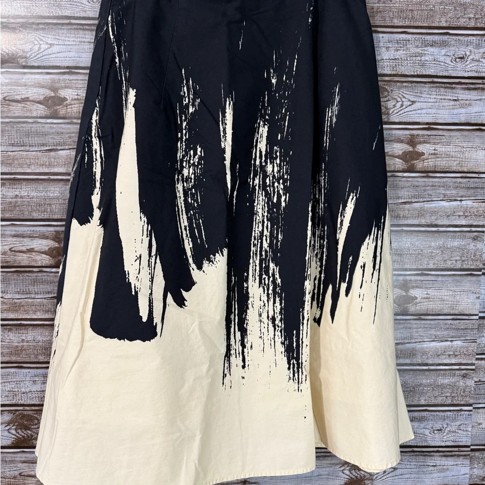 Eva Franco Anthropologie Abstract Brushstroke Faux Wrap Skirt Size 4 - Picture 3 of 6